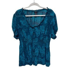 TORRID Women’s Shorts Sleeve Blouse Color Blue Black Size 3